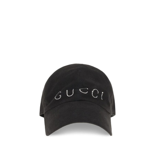 Baseball Cap by Gucci for women in cotton & rhinestone black presents a statuesque silhouette, artfully capturing the essence of the statuesque Cotton & Rhinestone Baseball Cap design for a sophisticated look.