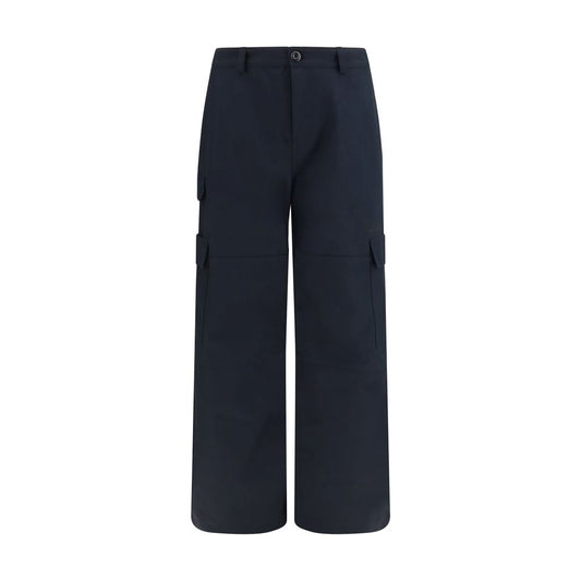Balenciaga Men's Straight Leg Regular Fit Mid Rise Cotton Cargo Pants - Black