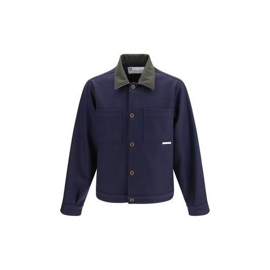 Jacket by GR10K for men in merino wool & nylon blue presents a authentic silhouette, artfully detailed with a authentic and functional pockets for a premium authentic finish.
