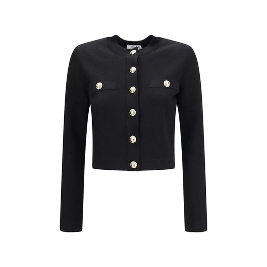 Cardigan by Balmain for women in polyester & viscose black features an impeccable silhouette, showcasing a sophisticated round neckline and long-sleeve detail for a truly impeccable finish.