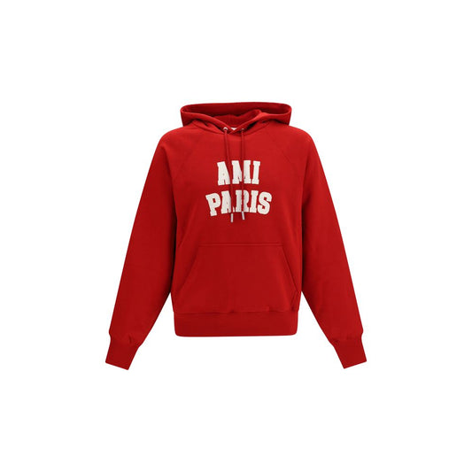 Sweatshirt Hoodie by Ami Paris for men in organic cotton felt & metal red features an luminous silhouette, showcasing a sophisticated hooded neckline and for a truly luminous look.