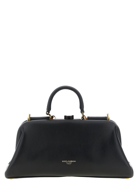 Medium Handbag by Dolce & Gabbana for women in calf lamb nappa leather & metal black & gold features a exquisite silhouette, showcasing a secure snap, zipper & button and exquisite cardholder with versatile shoulder-strap, handle & adjustable-strap for a exquisite finish.