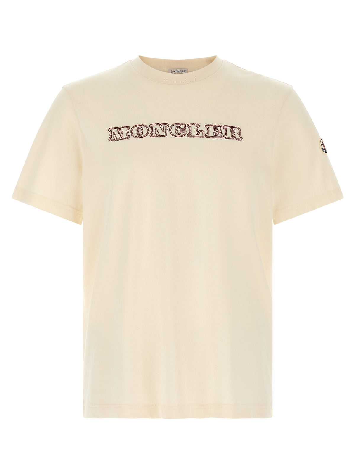 T-Shirt by Moncler for men in cotton felt ivory, white & signature features an on trend silhouette, perfectly showcasing a on trend short-sleeve and crew neckline for an elevated aesthetic.