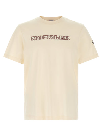 T-Shirt by Moncler for men in cotton felt ivory, white & signature features an on trend silhouette, perfectly showcasing a on trend short-sleeve and crew neckline for an elevated aesthetic.