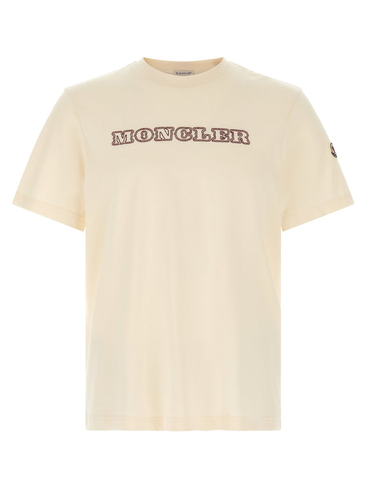 T-Shirt by Moncler for men in cotton felt ivory, white & signature features an on trend silhouette, perfectly showcasing a on trend short-sleeve and crew neckline for an elevated aesthetic.