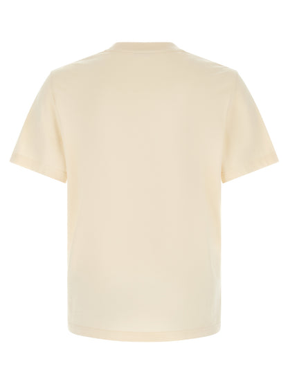 T-Shirt by Moncler for men in cotton felt ivory, white & signature features a plush silhouette, showcasing a sophisticated crew neckline and for a truly plush finish.