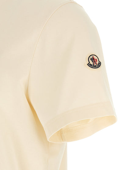 T-Shirt by Moncler for men in cotton felt ivory, white & signature features an edgy silhouette, meticulously detailed with a sophisticated and for a truly edgy finish.