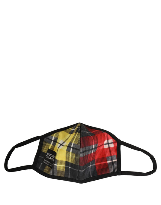 Face Mask by Dolce & Gabbana for men in calf leather nylon & viscose black, multicolor, red, yellow, patterned, plaid & tartan features a refined silhouette, showcasing the refined Stretch Polyester Cotton Face Mask design for a sophisticated, high-fashion look.