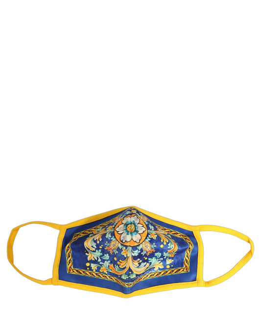 Face Mask by Dolce & Gabbana for men in nylon suede leather blue, multicolor, yellow & print showcases a artisanal-chic finish, embodying the sophisticated aesthetic of the Stretch Polyester Cotton Face Mask with a artisanal-chic design.