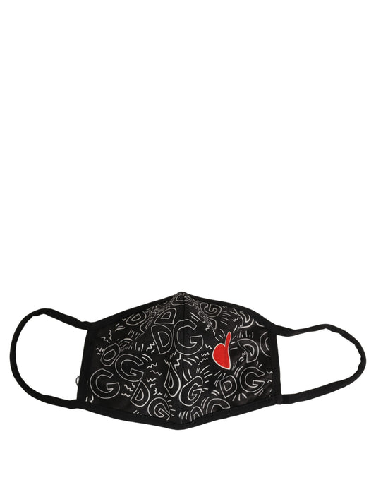 Face Mask by Dolce & Gabbana for men in calf leather nylon & viscose black, red, white, patterned & monogram features an sculptural design, meticulously detailed to showcase the signature sculptural aesthetic of the Heart Stretch Polyester Cotton Face Mask collection.