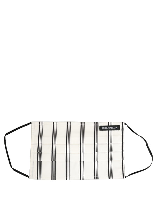 Face Mask by Dolce & Gabbana for men in calf leather nylon & viscose black, white, pinstripe & signature features a artisanal design from the Cotton Face Mask collection, showcasing artisanal detailing for a refined finish.