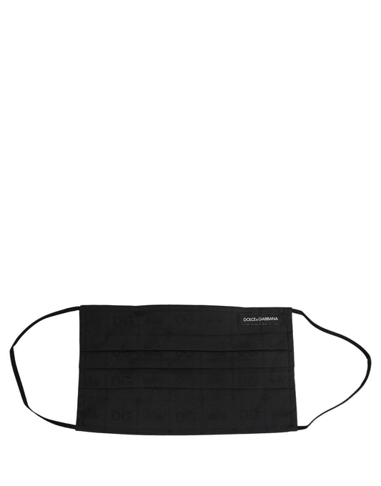 Face Mask by Dolce & Gabbana for men in calf leather nylon & viscose black, patterned & monogram features an sculptural design, meticulously detailed to showcase the signature sculptural aesthetic of the Cotton Face Mask collection.