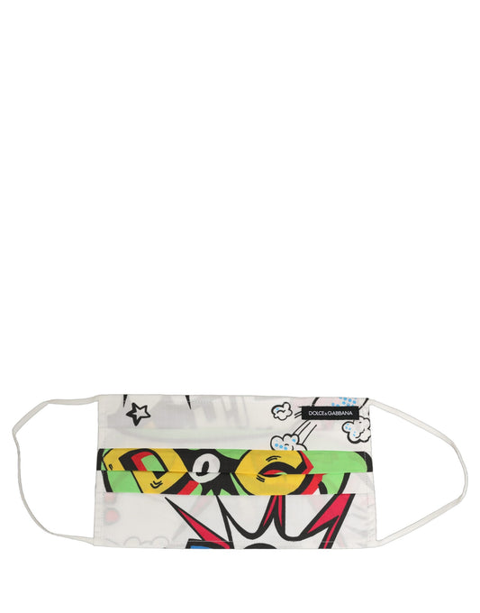 Face Mask by Dolce & Gabbana for men in nylon suede leather white & print showcases a versatile silhouette, artfully capturing the refined essence of the versatile Cotton Face Mask design for a sophisticated finish.