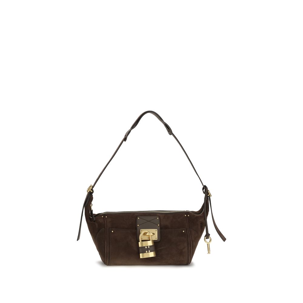 Micro Shoulder Bag by Chloé for women in bos taurus suede calf leather brown, gold & signature features an effortlessly chic silhouette with a secure zipper & buckle, ample external-pockets, and versatile shoulder-strap & adjustable-strap for effortlessly chic everyday luxury.