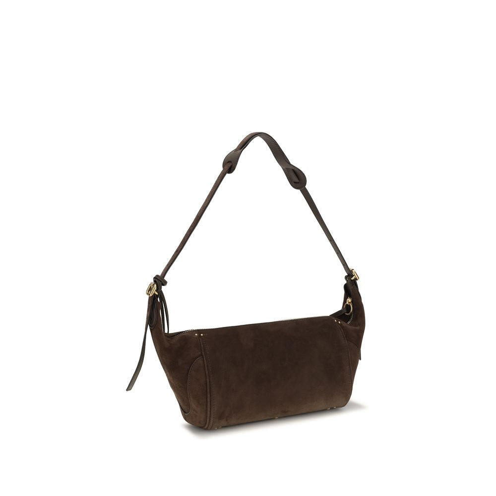 Micro Shoulder Bag by Chloé for women in bos taurus suede calf leather brown, gold & signature features a effortless chic silhouette with a secure zipper & buckle, ample external-pockets, and versatile shoulder-strap & adjustable-strap for a effortless chic finish.