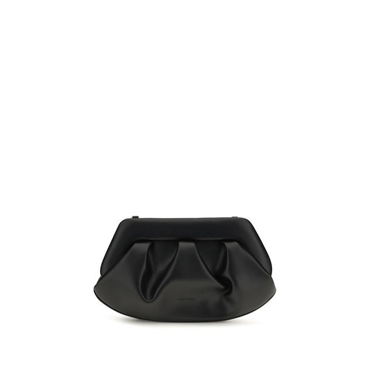 Compact Shoulder Clutch Bag by THEMOIRè for women in faux leather black & gold features a effortless sophistication silhouette, secured by a magnetic & button with ample and versatile shoulder-strap & handle for a effortless sophistication finish.