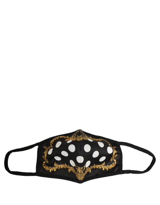 Face Mask by Dolce & Gabbana for men in calf leather nylon & viscose black, gold, white, dots & print showcases a svelte silhouette, artfully capturing the essence of the svelte Stretch Polyester Cotton Face Mask design for a sophisticated look.