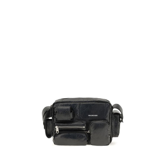 Shoulder Messenger Bag by Balenciaga for men in leather black & silver features a effortless sophistication silhouette, secured by a zipper with ample and versatile shoulder-strap & adjustable-strap for a effortless sophistication finish.