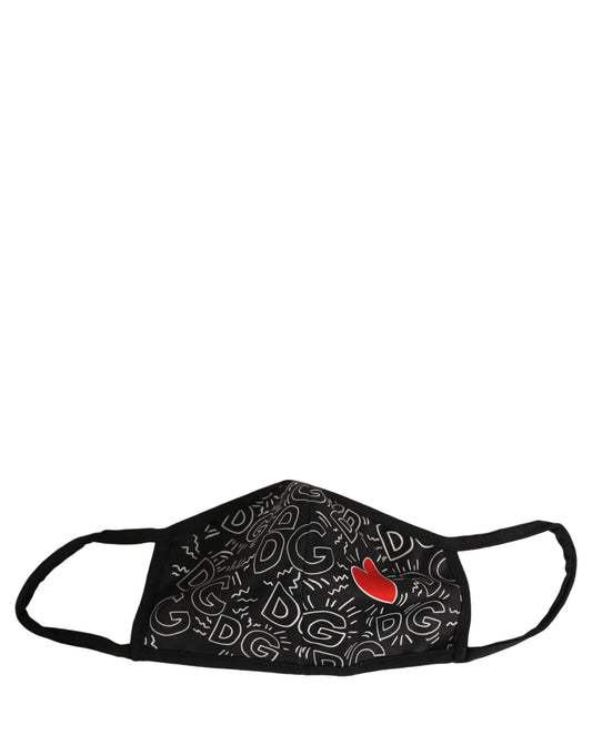 Face Mask by Dolce & Gabbana for men in calf leather nylon & viscose black, red, white, monogram & print showcases a versatile silhouette, artfully capturing the refined essence of the versatile Heart Stretch Polyester Cotton Face Mask design for a sophisticated finish.