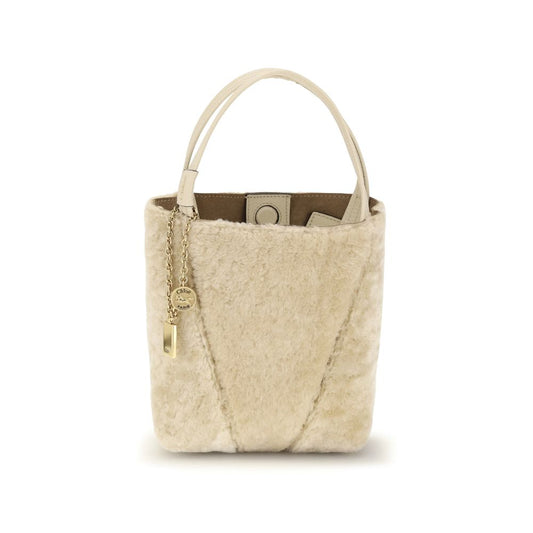 Shoulder Bucket Bag by Chloé for women in bos taurus calf leather beige, gold & signature features a effortless chic silhouette with a secure , ample single-compartment, and versatile shoulder-strap, handle & adjustable-strap for a effortless chic finish.