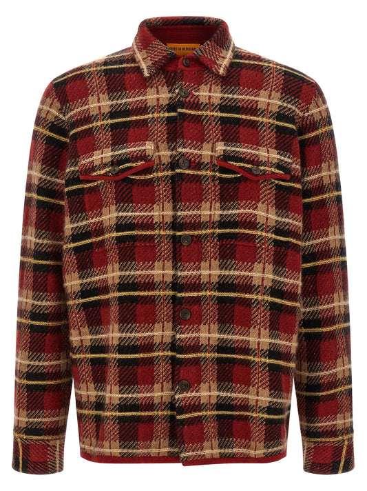 Shirt by Guest in Residence for men in cashmere black, camel, red, patterned, plaid & tartan presents a discerning silhouette, showcasing a sophisticated and for a truly discerning finish.