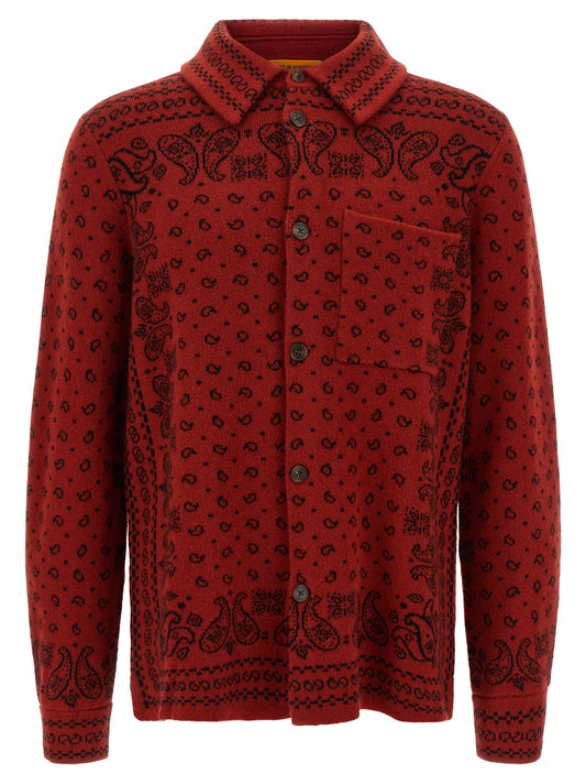Overshirt by Guest in Residence for men in cashmere red, patterned & jacquard showcases a sleek silhouette, elegantly detailed with a sleek and for a sleek finish.