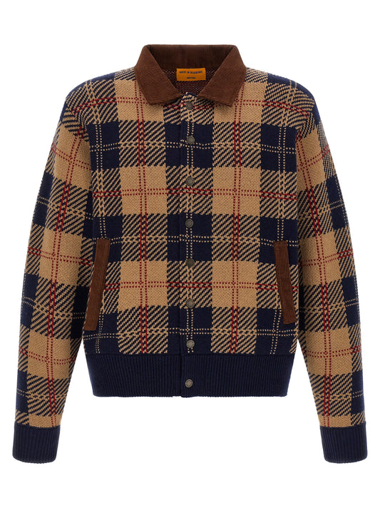 Bomber Jacket by Guest in Residence for men in cashmere cotton corduroy & wool camel, multicolor, navy, red, patterned & tartan presents a effortlessly chic silhouette, showcasing a sophisticated shirt-collar neckline and premium pockets for a truly effortlessly chic finish.