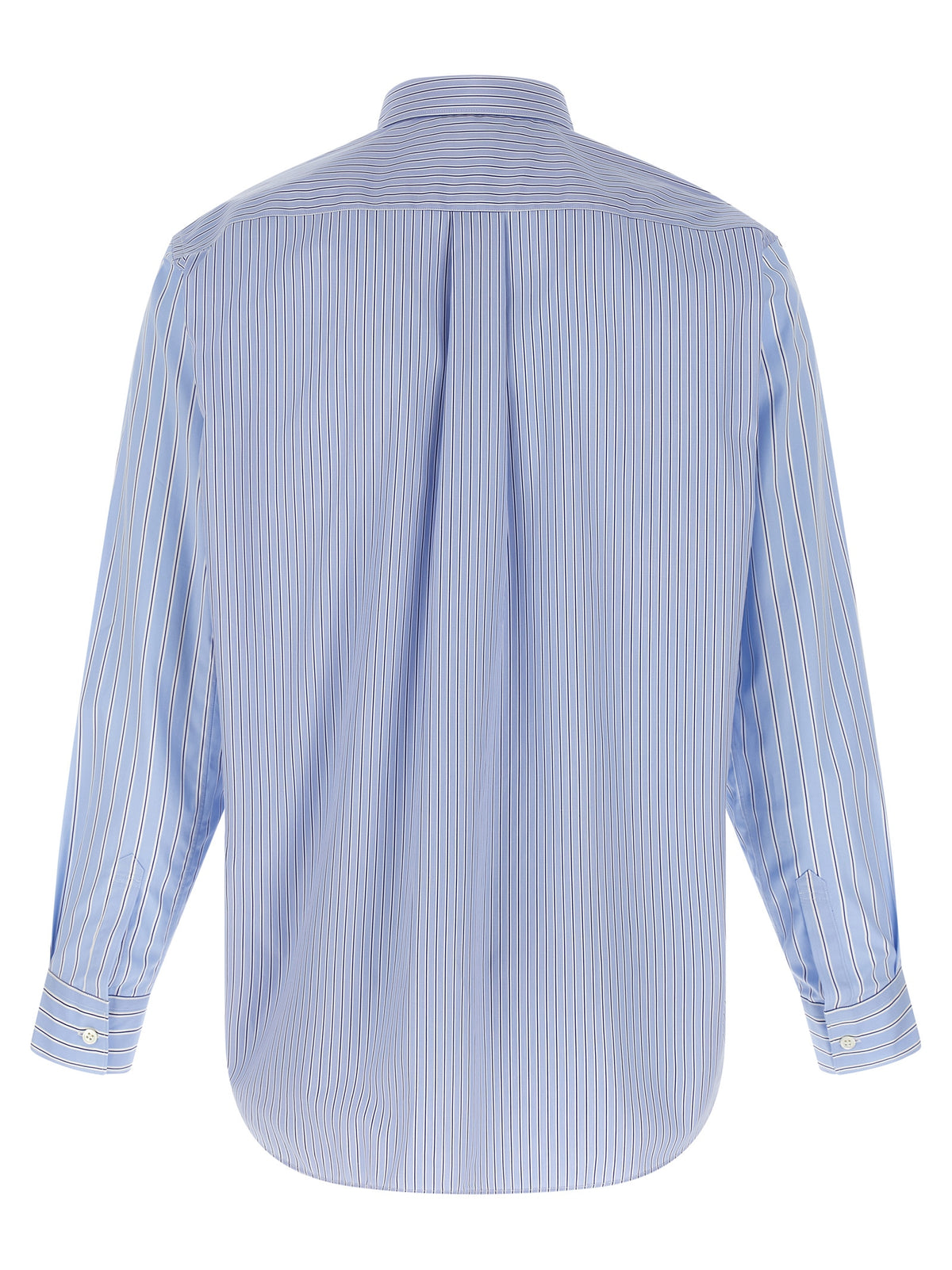 Shirt by Comme Des Garçons for men in cotton blue, patterned, patchwork & striped features an architectural silhouette with a refined and elegant for a architectural look.