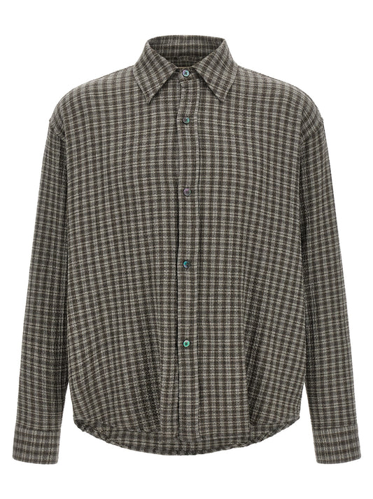 Shirt by MFPEN for men in virgin wool gray & patterned presents a discerning silhouette, showcasing a sophisticated and for a truly discerning finish.