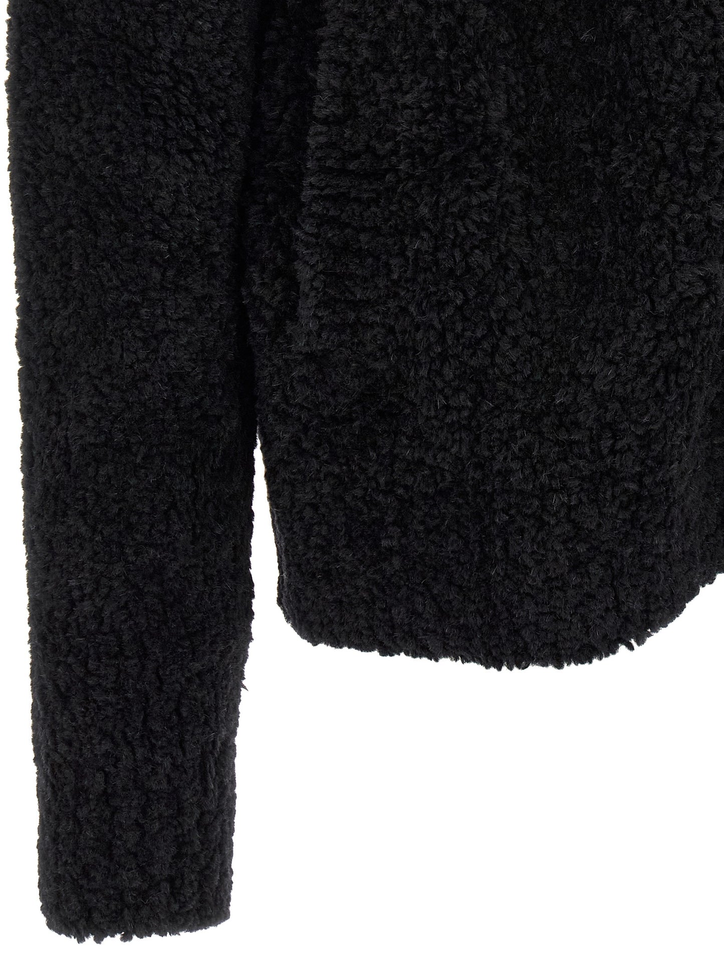 Dolce & Gabbana Black Alpaca Leather Cardigan