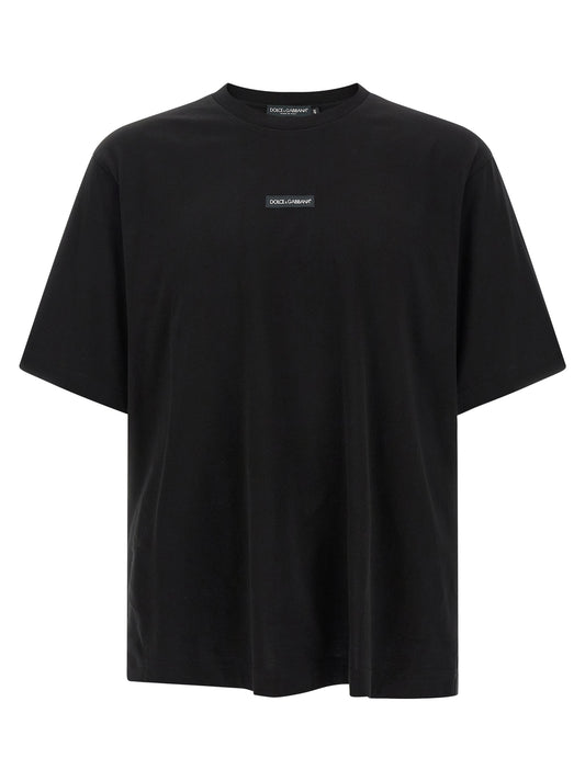 T-Shirt by Dolce & Gabbana for men in cotton black showcases a chic silhouette, artfully detailed with a chic crew neckline and short-sleeve for a chic finish.