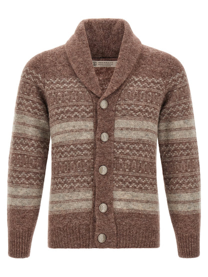 Brunello Cucinelli Brown Alpaca Leather Cardigan