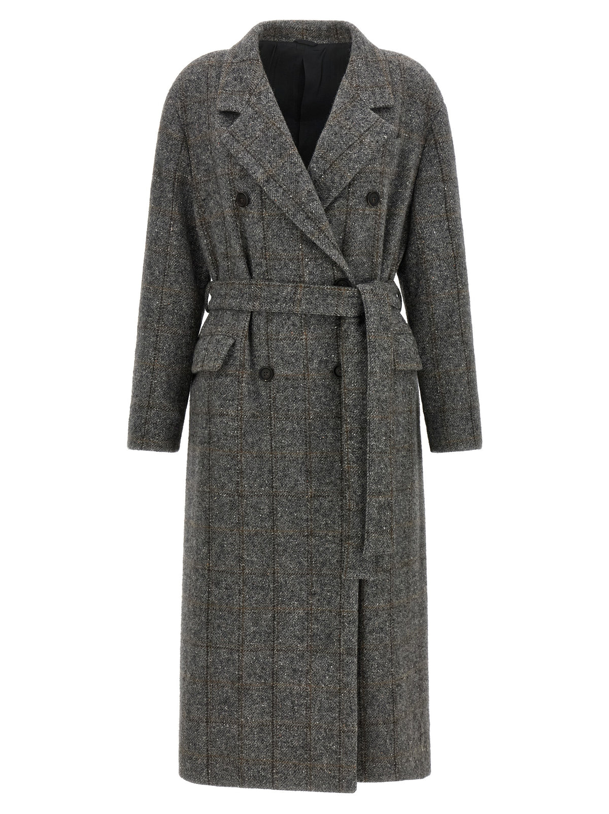 Brunello Cucinelli Gray Alpaca Leather Coat