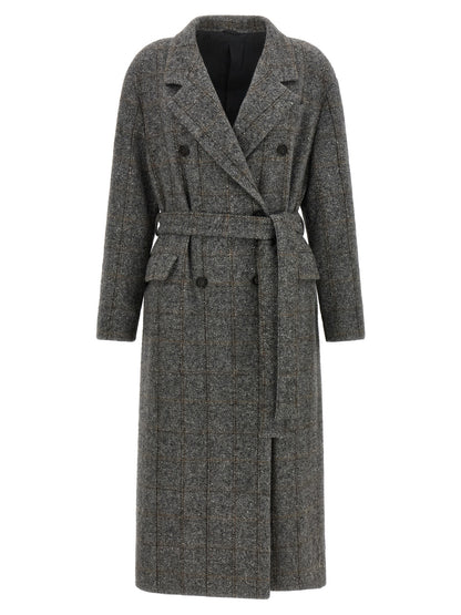 Brunello Cucinelli Gray Alpaca Leather Coat