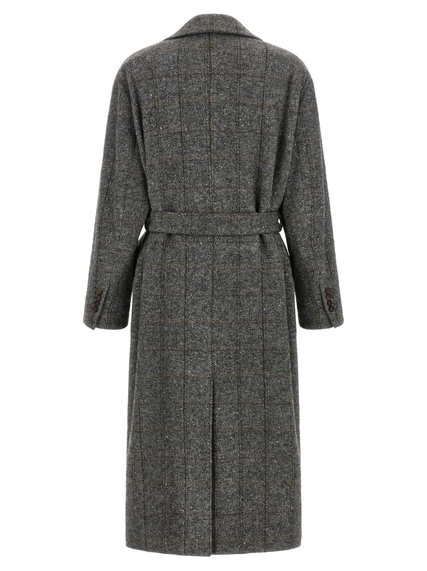Brunello Cucinelli Gray Alpaca Leather Coat