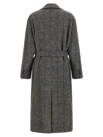 Brunello Cucinelli Gray Alpaca Leather Coat