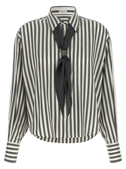 Brunello Cucinelli Bicolor Silk Blouse