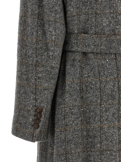 Brunello Cucinelli Gray Alpaca Leather Coat