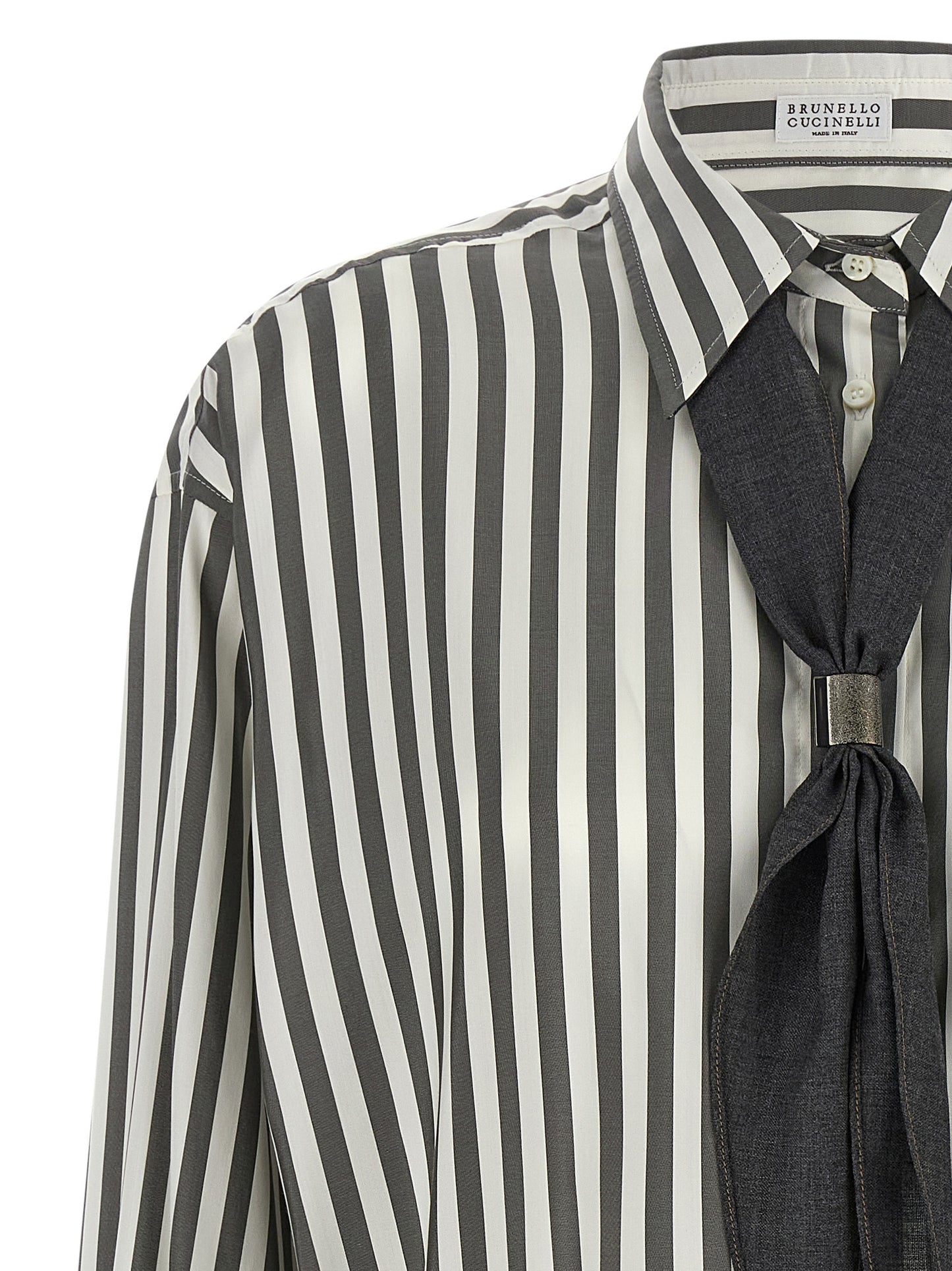 Brunello Cucinelli Bicolor Silk Blouse