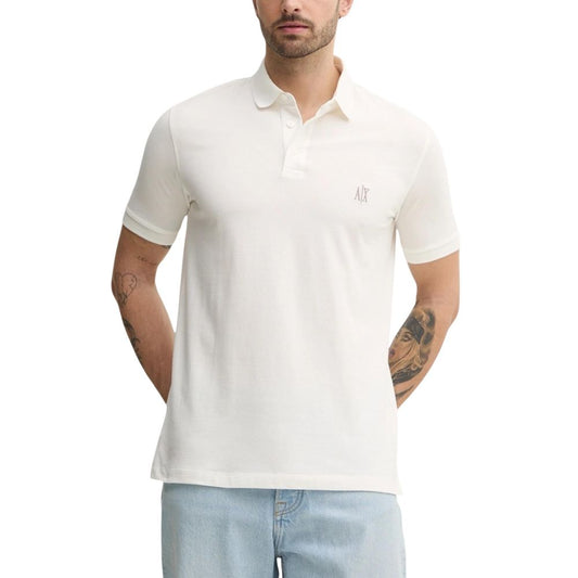 Polo Shirt by Armani Exchange for men in cotton white presents a sleek silhouette, featuring a refined and for a sleek finish.