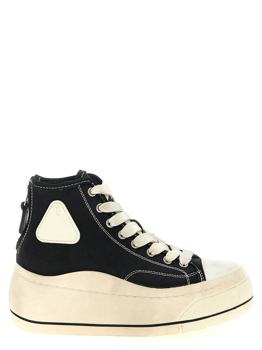 Sneakers by R13 for women in cotton black features an fashionable silhouette, showcasing the premium Heart Women's High Top Cotton Sneakers in a fashionable high-top style that offers a fashionable finish for refined style.