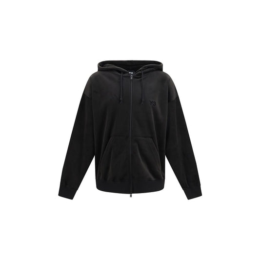 Sweatshirt Hoodie by Y-3 for men in polyester & corduroy black features an luminous silhouette, showcasing a sophisticated hooded neckline and for a truly luminous look.