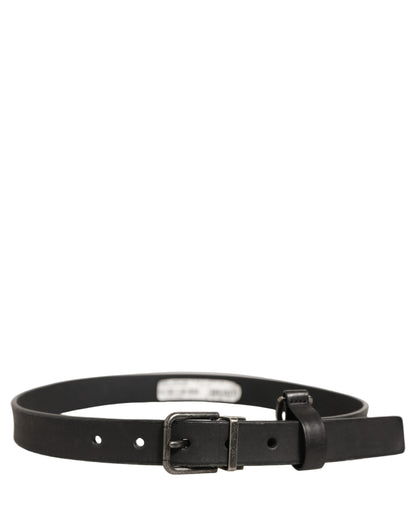 Dolce & Gabbana Black Leather Antique Finish Buckle Belt