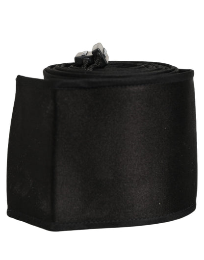 Dolce & Gabbana Black Satin Silk Wide Band Waist Cintura Belt