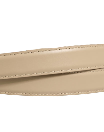 Dolce & Gabbana Beige Leather Double Wrap Gold Buckle Belt