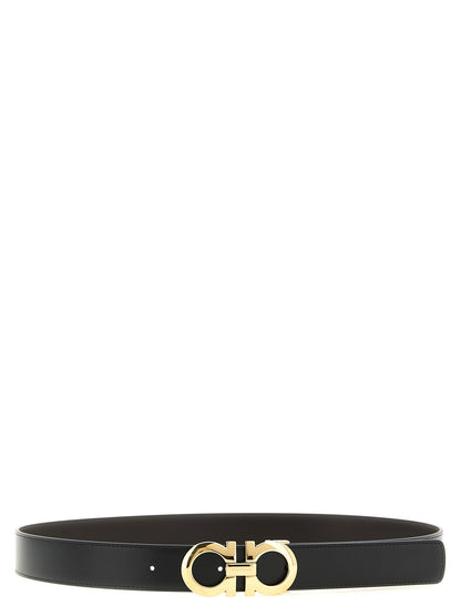Belt by Ferragamo for men in calfskin leather black, brown, multicolor & signature features an artisanal silhouette, showcasing the artisanal craftsmanship of the Gancini Calfskin Leather Belt collection for a artisanal finish.