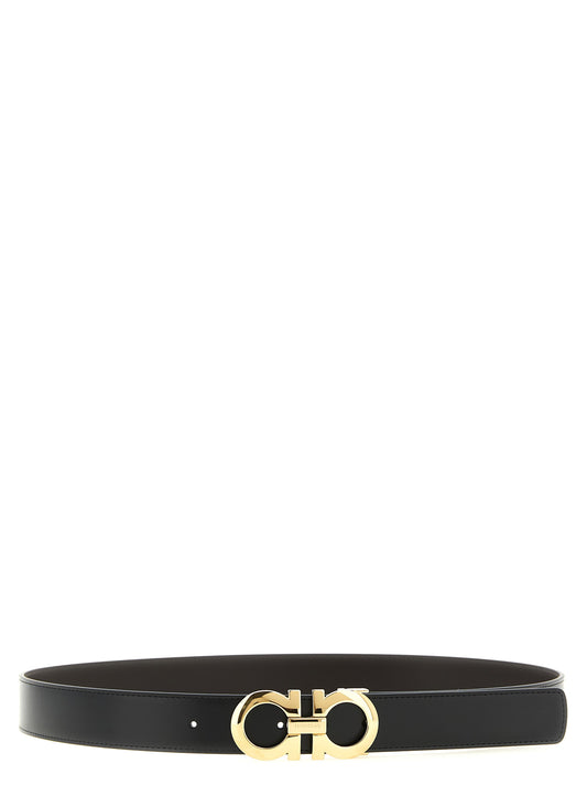 Belt by Ferragamo for men in calfskin leather black, brown, multicolor & signature features an artisanal silhouette, showcasing the artisanal craftsmanship of the Gancini Calfskin Leather Belt collection for a artisanal finish.