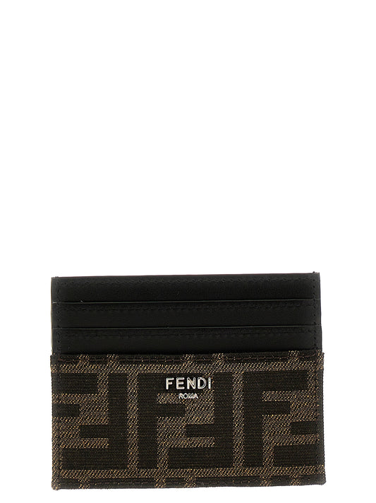 Cardholder Card Case by Fendi for men in calfskin leather brown & jacquard features a refined silhouette, showcasing the elegant lines of the Calfskin Leather Cardholder Card Case alongside premium card-organization for a refined finish.