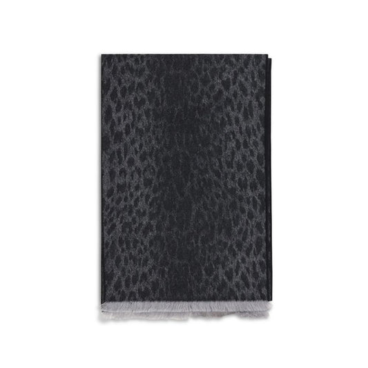 Gucci Merino Wool Fringes Scarf - Gray Leopard Print Patterned Monogram Print