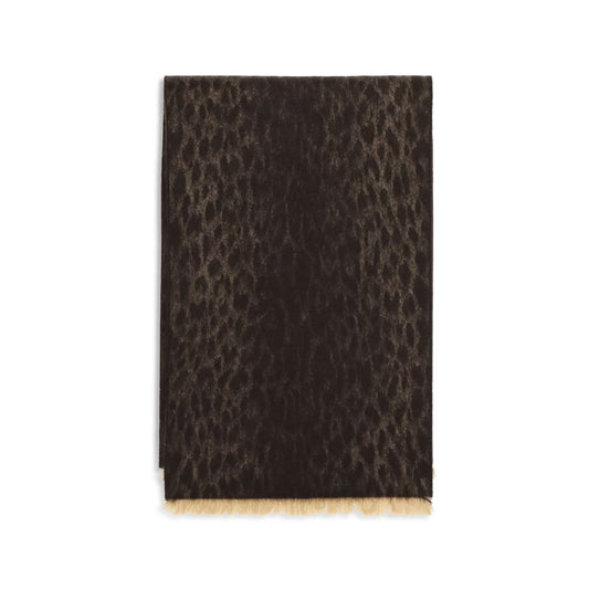 Gucci Merino Wool Fringes Scarf - Brown Leopard Print Patterned Monogram Print